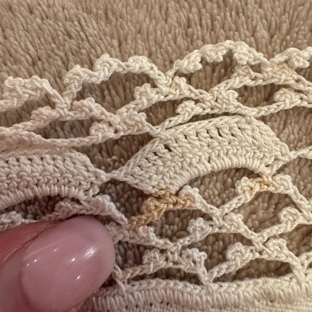 Vintage Hand Embroidered Floral Lace Doily Cottagecore Boho Artsy Retro Sz 11